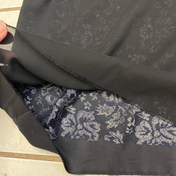 LOYD/FORD NEW! Vintage! Black Sheer Silk Pull On Skirt w/ Silver Lace Lining 4 - Picture 3 of 7